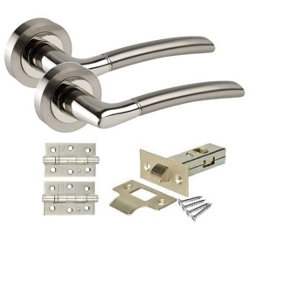 Golden Grace Indiana Style Chrome Door Handles, Duo Finish, 1 Set with Ball Bearing Hinges and 64mm Tubular Latch