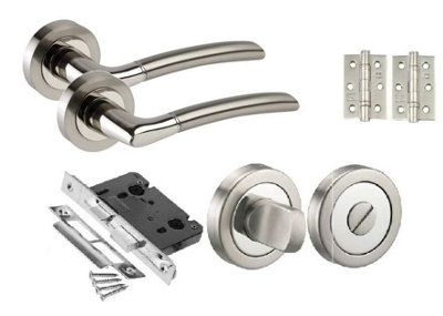 Golden Grace Indiana Style Door Handles on Rose Dual Chrome / SN Finish