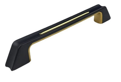 Golden Grace Kappa Unique Design Premium Quality Cabinet Cupboard Pull Handles Black and Gold Finish 160mm 160mm