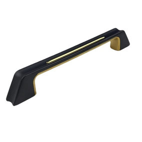 Golden Grace Kappa Unique Design Premium Quality Cabinet Cupboard Pull Handles Black and Gold Finish 160mm 160mm