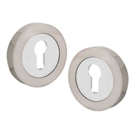 Golden Grace Key Hole on Rose Escutcheon for Normal 3 Lever 5 Lever Lock, Satin Nickel/Polished Chrome Dual Finish
