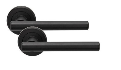 Golden Grace Straight T-Bar Door Handlles Matt Black Finish On Rose Come as Pairs (1 Pair) - GG