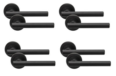 Golden Grace Straight T-Bar Door Handlles Matt Black Finish On Rose Come as Pairs (4 Pair) - GG