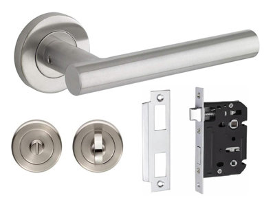 Golden Grace Straight T-Bar Lever on Rose  Stainless Steel Bathroom Handle Pack