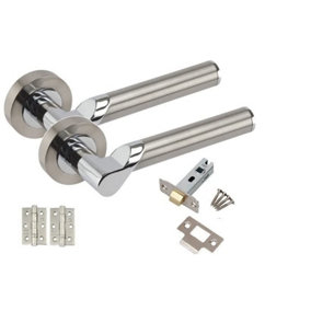 Golden Grace Titan Style Chrome Door Handles, Duo Finish, 1 Set with Ball Bearing Hinges and Latches