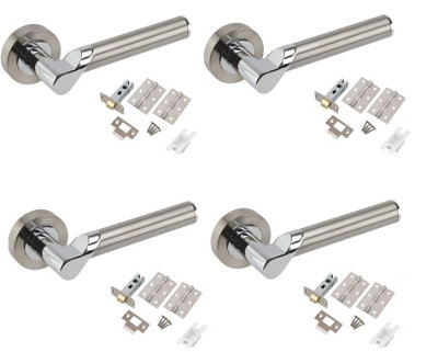 Golden Grace Titan Style Chrome Door Handles, Duo Finish, 4 Sets with Ball Bearing Hinges and Latches Price Comparisons | Compare The Build