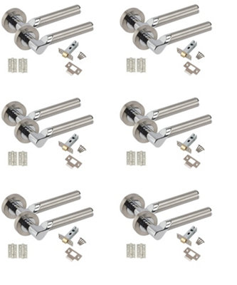 Golden Grace Titan Style Chrome Door Handles, Duo Finish, 6 Sets with Ball Bearing Hinges and Latches Price Comparisons | Compare The Build