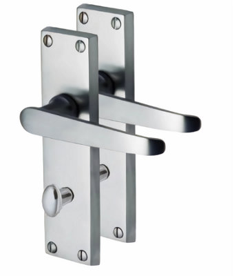 Golden Grace Victorian Scroll Bathroom Door Handles Satin Chrome 150 x 40mm