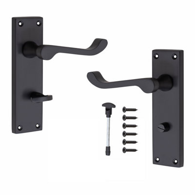 Golden Grace Victorian Scroll Matt Black Finish Bathroom WC Toilet Lock ...