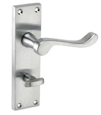 Golden Grace Victorian Scroll Satin Brushed Chrome Finish Bathroom WC Toilet Door Handles 150mm x 40mm