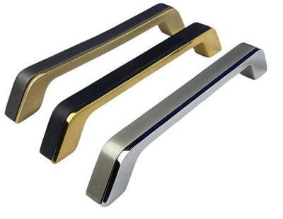 Golden Grace Zeta Unique Design Premium Quality Cabinet Cupboard Pull Handles Satin Brass and Matt Grey Dual Finish 160mm