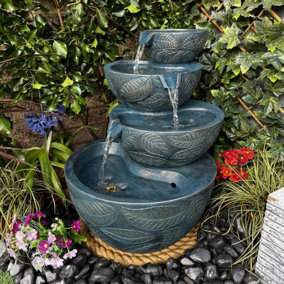 Golden Leaf Solar Powered Water Feature With Cover