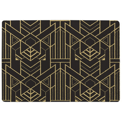 Golden Lined Shape Special Soft Home Rug