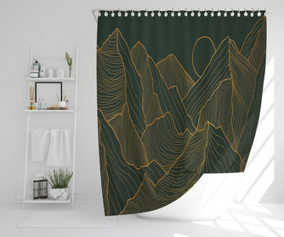 Golden mountain line art (Shower Curtain) / Default Title Price Comparisons | Compare The Build