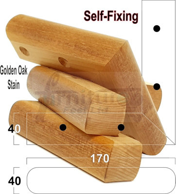 Golden Oak Stain Wood Corner Feet 45mm High Replacement Furniture Sofa Legs Self Fixing  Chairs Cabinets Beds Etc PKC321