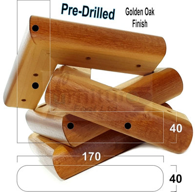 Golden Oak Wood Corner Feet 45mm High Replacement Furniture Sofa Legs Self Fixing  Chairs Cabinets Beds Etc PKC321