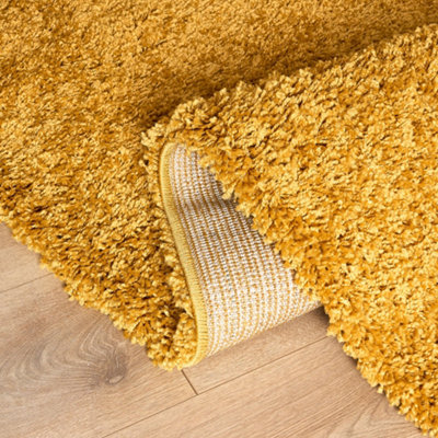 Golden Ochre Thick Shaggy Rug - California - 80x150cm (2'8