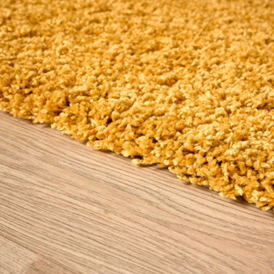 Golden Ochre Thick Shaggy Rug - California - 80x150cm (2'8