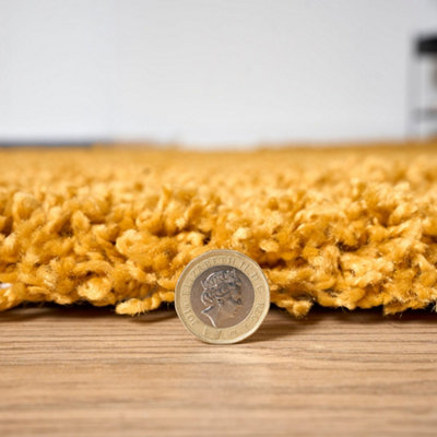Golden Ochre Thick Shaggy Rug - California - 80x150cm (2'8