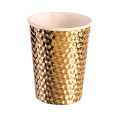 Golden Paper Cups (Pack of 8) Golden (One Size) | DIY at B&Q