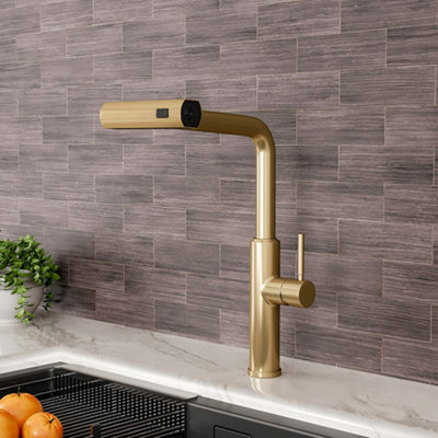 Golden Retractable Pulldown Kitchen Tap Mixer Tap