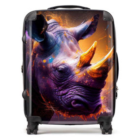 Golden Rhino Face Splashart Suitcase - Large