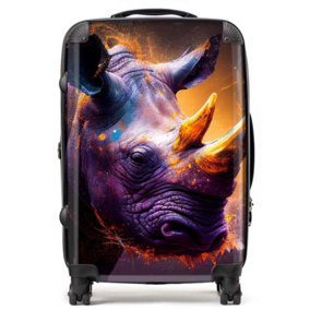 Golden Rhino Face Splashart Suitcase - Medium