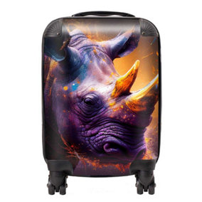 Golden Rhino Face Splashart Suitcase - Small