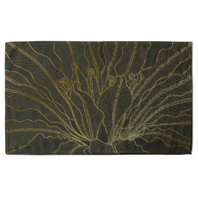 golden splitleaf Philodendron plant with monstera plant line art (Bath Towel) / Default Title Price Comparisons | Compare The Build