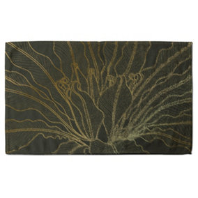 golden splitleaf Philodendron plant with monstera plant line art (Bath Towel) / Default Title