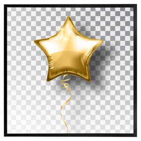 Golden star balloon (Picutre Frame) / 12x12" / Oak