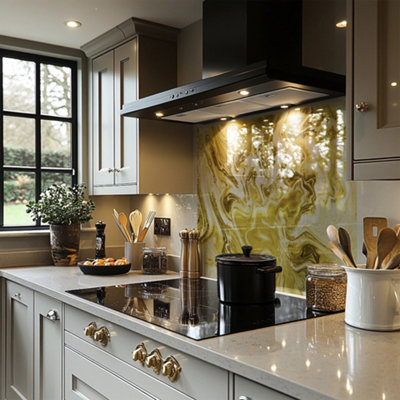 Golden Swirled Marble Splash Back designer style