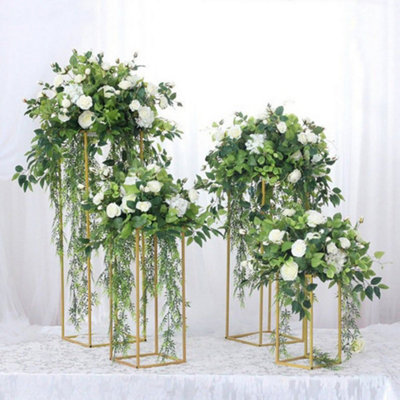 Golden Tall Metal Floor Vase Flower Stand Wedding Centrepieces H 60cm