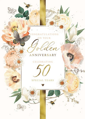 Golden Wedding Anniversary Card Personalised 50th Year Card with Custom ...