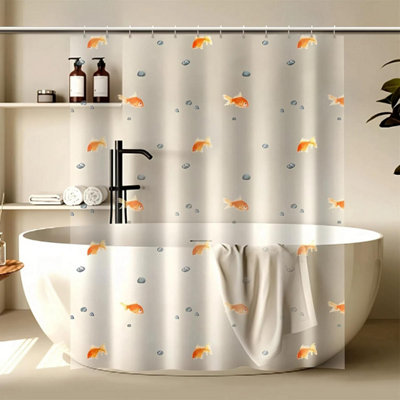 Waterproof Shower Curtain Set - Polyester Fabric 71x78.7 Inches, Opaque, Includes 12 Hooks, Grey
