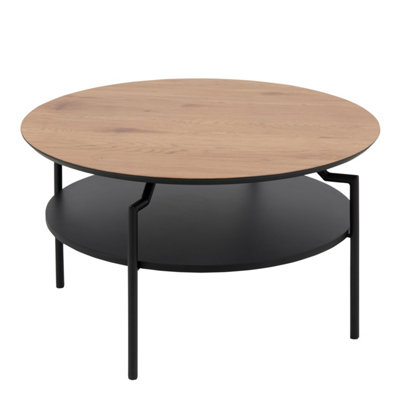 Goldington Round Coffee Table with Oak Top & Black Legs | DIY at B&Q