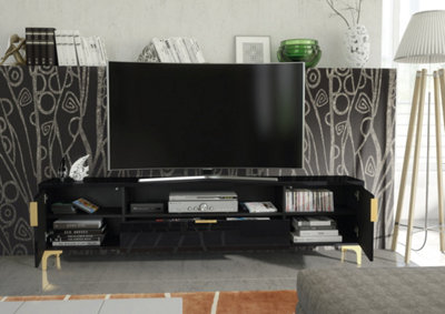 Black gloss tv unit 200cm sales