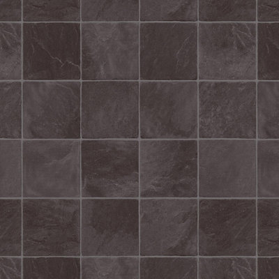 Goliath Granit Tile Vinyl by Remland (Carbon, 2m x 4m)