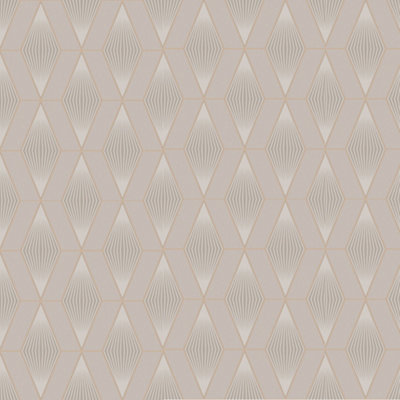 GoodHome Cicero Glitter Diamond Geometric Beige/Silver Wallpaper