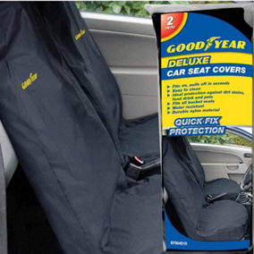 Goodyear 2 X Car Front Seat Covers Durable Water Resistant Protector Dirt Van