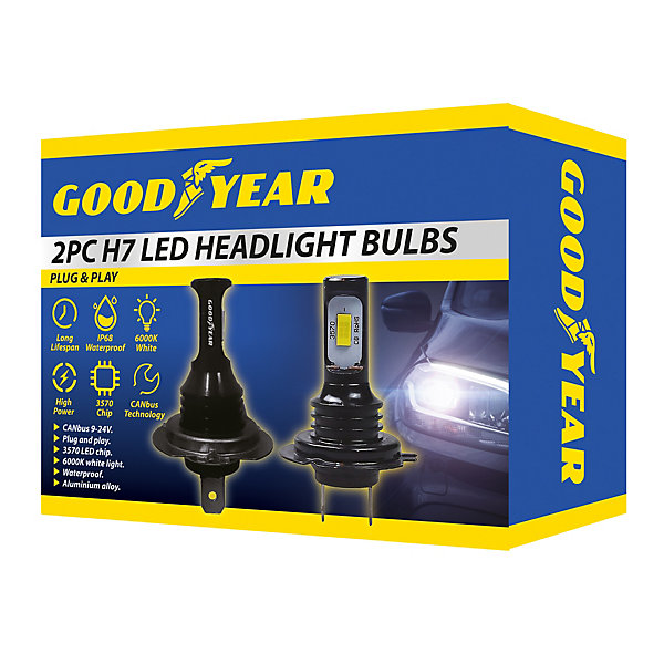 Goodyear 2 X H7 LED Car Headlight Bulbs Plug Play 6000K CANbus Replace Xenons Goodyear 2 X H7 LED Car Headlight Bulbs Plug Play 6000K CANbus Replace Xenons