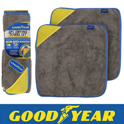 Goodyear 2pc Microfibre Valet Cloth Cloths Car Cleaning Drying Valeting Set