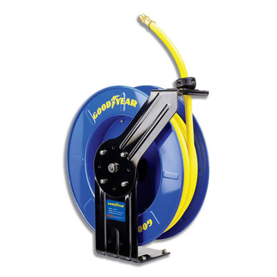 Goodyear Air Hose Reel Retractable 9.5mmx20m 20BAR Max SBR Rubber Hose Heavy Duty Industrial Steel Single Arm Construction GBR012