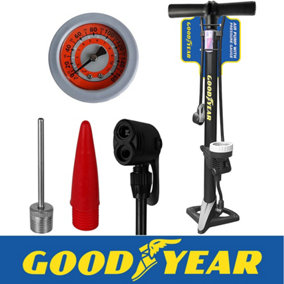 Goodyear Bicycle Stand Floor Pump with Pressure Gauge For Bike Cycle Inflatables