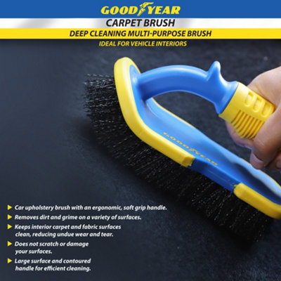 Goodyear Car Carpet Upholstery Stiff Brush Heavy Duty Mats Seats Valeting Tool