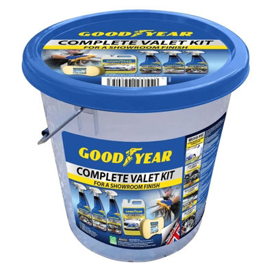 Goodyear Complete Car Cleaning Clearer Spray Sponge Was And Wax Kit With Bucket
