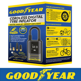 Goodyear Cordless Car Tyre Inflator Pump LED Portable Air Compressor Digital