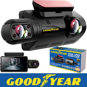 Goodyear Dual Lens Car Dash Cam with Front Rear Internal Camera HD Dashcam Taxi