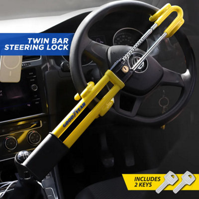 Amtech Anti-Theft Steering Wheel Lock – Double Hook, Extendable, Heavy-Duty Security