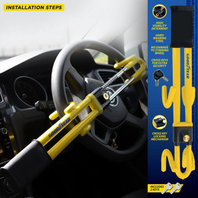 Goodyear Heavy Duty Dual Style Steering Wheel Lock Car Van Security - 7